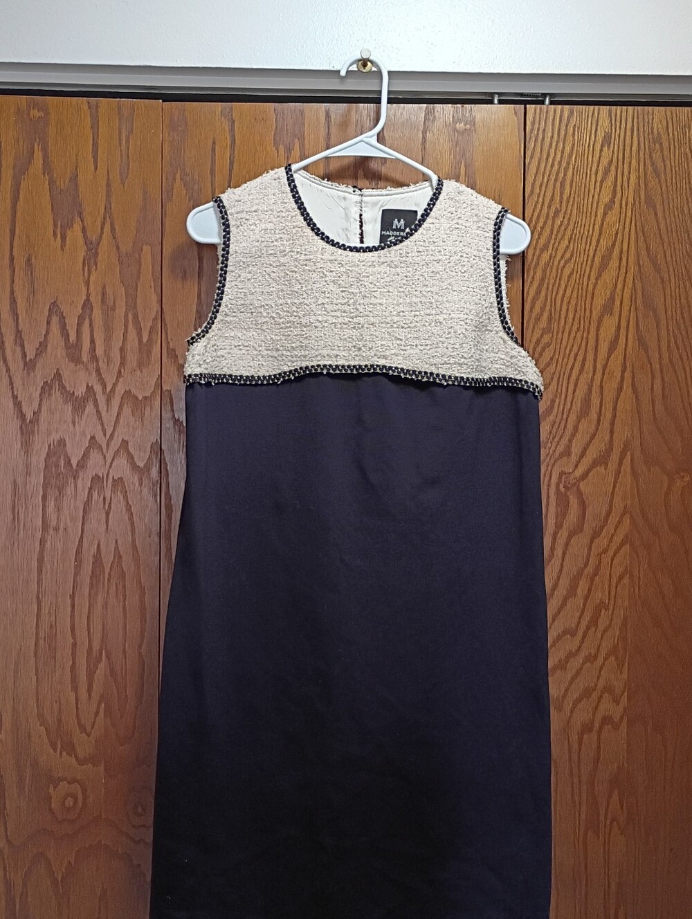 Madderson London Two-Tone Sleeveless Midi Dress in Cream and Black